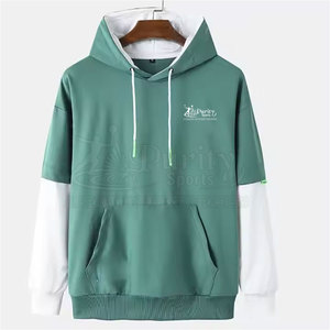 Sudadera con capucha y cremallera para hombre, manga larga, informal, para gimnasio, fitness, tallas grandes, otoño, estampado personalizado, antipilling, algodón, poliéster, servicio OEM - Product Image 1