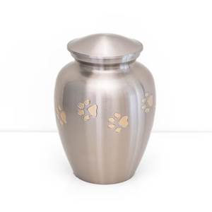 Small Size Memorial Pet Urns Gold Color Cremation Urn Paw Print Design Hand Casted Technique Metal Urn & Jar For Cat & <b>Dog</b> <b>Ashes</b> - Product Image 2