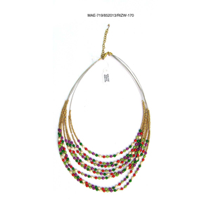 Collar de Cuentas Multicapa para Mujer, Chapado en Oro, con Cristales de Colores, Imitación de Perlas, Joyería Elegante para Fiesta - Product Image 2