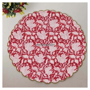 Handmade Printed Modern <b>Round</b> <b>Table</b> Napkin 100% Cotton Unique Design for Airplane, Hotels and Home Use EN095 - Product Image 1