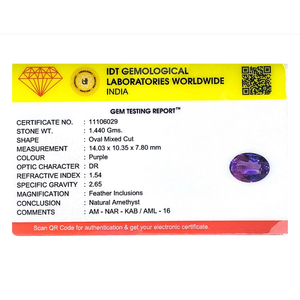 Loose Amethyst Gemstone 7.2 Carat Oval Cut 6mm for Fine Jewelry - Product Image 4