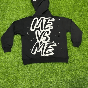 Sweat à capuche unisexe en molleton 100% coton imprimé sérigraphié avec des strass pour l'hiver - Product Image 2