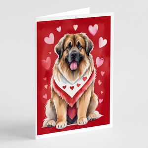 Leonberger My Valentine <b>Greeting</b> <b>Cards</b> Pack of 8 Whimsical A7 Size 5x7 Blank <b>Note</b> <b>Cards</b> with Envelopes - Product Image 1