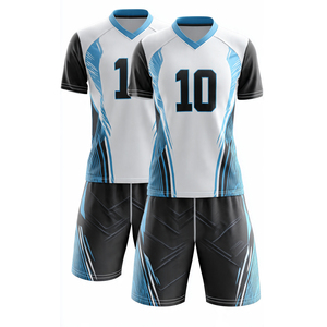 Ensemble de maillots de football et de volley-ball à col en V pour femmes, 100% polyester, uniformes de football par sublimation - Product Image 3