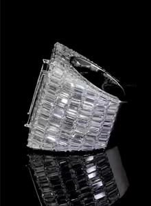 Bague personnalisée en argent sterling 925 avec diamants moissanite taille baguette et taille ronde VVS, style hip-hop, bijoux de luxe pour homme et femme - Product Image 3
