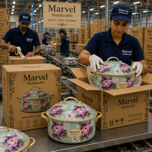 Marvel Handicrafts - Olla de Acero Inoxidable con Aislamiento Térmico, Diseño Floral de Lujo, Recipiente para Mantener la Comida Caliente, Tazón para Servir, para Cocina y Comedor - Product Image 3
