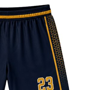 Men's Basketball Shorts Blue Gold Sublimated Quick Dry <b>Athletic</b> Sportswear Team Uniform for Practice Game Day - Product Image 4