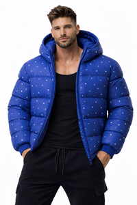 Chaqueta Acolchada Azul con Capucha para Hombre de Alta Calidad, Abrigo de Invierno Ligero, Ropa Casual de Calle, Prenda Exterior Cálida, Venta al Por Mayor - Product Image 3