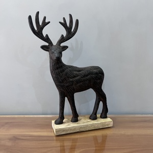 Modern Artistic Aluminum/Wood Deer Sculpture Handmade Animal <b>Figure</b> Tabletop Decor for Living Room <b>Christmas</b> Theme - Product Image 2