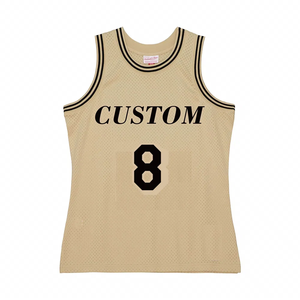 เสื้อบาสเก็ตบอลสั่งทำสีเหลืองขอบม่วง หมายเลข 8 พิมพ์ลายแบบ Sublimated เสื้อกล้ามตาข่ายระบายอากาศสำหรับผู้ชาย - Product Image 6