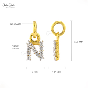 จี้เงินแท้ 925 ตัวอักษร N ประดับเพชรคิวบิกเซอร์โคเนียสีขาวธรรมชาติ ชุบโรเดียม งานละเอียด ดีไซน์ทันสมัย ขายดี - Product Image 2