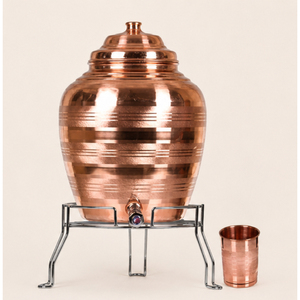 Distributeur d'eau en cuivre de qualité export avec support et robinet, réservoir de stockage d'eau martelé pour usage domestique - Product Image 3