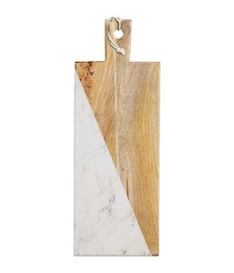 ENTERTAINIING GOURMENT Stainless Steel Besafe Decorative Marble and Acacia Wood Cutting Board Marble Serving Board with Handle - Product Image 4