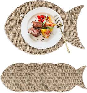 Vintage Handmade <b>Placemats</b> Table Hand Woven Natural <b>Seagrass</b> <b>Placemat</b> Round <b>Placemat</b> for Table Decor - Product Image 1