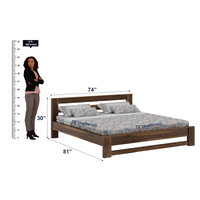 Base de Cama Plegable Hecha a Mano con Acabado en Teca, Tamaño King, Diseño Bohemio Moderno con Soporte de Láminas de Madera Ajustable