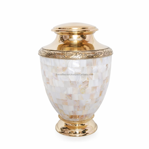 Urnes funéraires personnalisées en laiton gravé avec nacre, nouveau design, style américain, capacité de 220 pouces cubes (10 pouces), pour crémation - Product Image 1