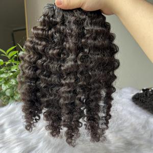 Venta al por mayor precio bajo doble dibujado no químico birmano rizado paquetes color natural 8-40 pulgadas extensiones de cabello rizado - Product Image 3