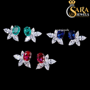 Pendientes de lujo con flor de moissanita, plata 925, corte marquesa, engaste de garra, joyería de boda para mujer, proveedor de exportación de la India, premium - Product Image 5
