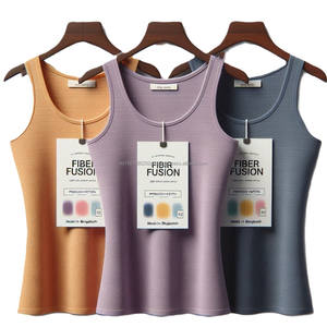 Élégant sans manches en coton débardeur femmes séchage rapide respirant Fitness course été essentiel décontracté solide motif Bangladesh - Product Image 1