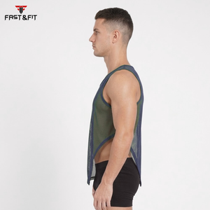 Prix d'usine – Nouveaux débardeurs de sport respirants en maille pour hommes – Gilets transparents en maille pour hommes en promotion - Product Image 6