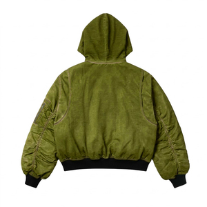 Chaqueta Bomber Verde con Capucha para Hombre, Casual, Resistente al Viento, para Otoño, Corte Regular, Color Sólido, Tejido de Poliéster - Product Image 4