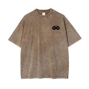 Camiseta de moda de color sólido, holgada, estampada, con lavado ácido para hombre, para verano, 100% algodón, lavado ácido, hecha en Pakistán. - Product Image 1