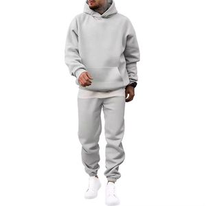 Heavyweight French Terry Boxy Hoodie and Sweatpants Set High Quality <b>Drop</b> Shoulder Oversized Cropped Fleece Custom Tracksuit Set - Product Image 4