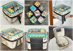 Estuche de Joyería de Cuero con Diseño de Caballo, Hecho a Mano, Pintado a Mano, de Cuero Vacuno Genuino, Portátil, con Cierre, Organizador de Joyería Cuadrado - Product Image 2