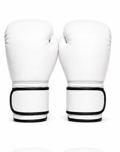 Gants de boxe en PU blanc avec sangle de poignet en velcro pour l'entraînement et le sparring des adultes - Product Image 1