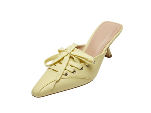Lace-up Formal Ankle Strap Pointed <b>Toe</b> <b>Mules</b> with PU Upper Lightweight Breathable Lining All Seasons High Heel - Product Image 3