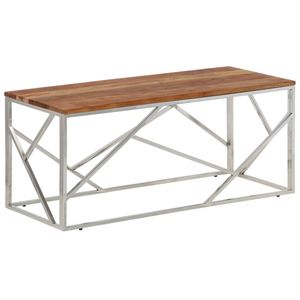 Tavolino da Caffè Medio in Acciaio Inossidabile Argento - Product Image 2