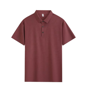 Polo à manches courtes pour homme, noir, en coton Oxford, style décontracté, boutonné, couleur unie, coupe classique, tissu tissé - Product Image 5