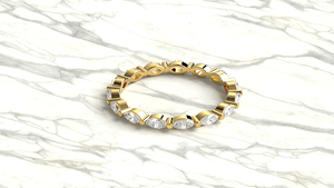 Minimalist 18K Gold Wedding Band Full Marquise Diamond Eternity <b>Ring</b> Minimalist <b>Stack</b> Band Fine Jewelry for Women - Product Image 3