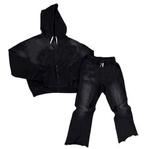 Ensemble de survêtement décontracté à manches longues et coupe oversize pour bébé garçon, motif uni, collection automne-hiver - Product Image 1