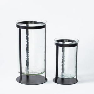 ชุดเชิงเทียนเหล็กสไตล์วินเทจพร้อมโคมไฟโหลแก้วและโลหะสำหรับบ้านสวนงานแต่งงานและของตกแต่งคริสต์มาส - Product Image 1