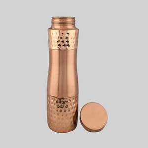 Hand Hammered Pure Copper Water Bottle 750ml 950ml 1000ml Leak Proof Ayurvedic Drinking Bottle - Product Image 4