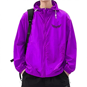 <b>Red</b> <b>Hooded</b> Windproof Casual Men's <b>Jacket</b> With Embroidery Logo Zipper Front Loose Fit Spring Outdoor Wear - Product Image 6