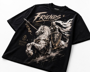 Camiseta de Hombre con Estampado de Caballo Caballero Negro, Manga Corta, Corte Regular, Cuello Redondo, 100% Algodón Jersey, Impresión Digital - Product Image 5