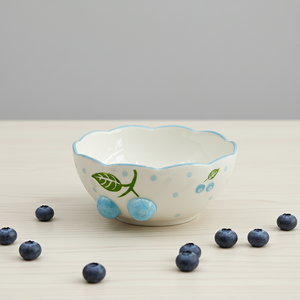 Bol à salade de qualité supérieure 3460988C-15 en porcelaine fine, motif bleu myrtille estampé et nouveau design - Product Image 1