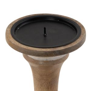 Porte-bougies vintage en bois de manguier style ferme, support de bougie conique en bois vieilli - Product Image 3