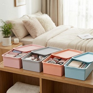 OEM Custom Injection Molded Eco-Friendly PP Plastic Rectangle Multifunction Clothing Storage Box Lid Stackable 3-6L Household - Product Image 6