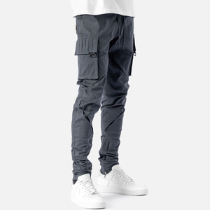 OEM Men Cargo Pants 100% Cotton Slim Fit Straight <b>Drawstring</b> Flat Front Zipper Lightweight Casual Work <b>Trousers</b> High Quality - Product Image 6