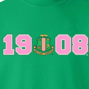 Sudadera Verde Brillante con Cuello Redondo y Estampado Gráfico 1908 en Rosa y Verde, Manga Larga, Felpa de Algodón, Informal, para Mujer - Product Image 5