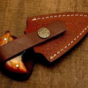 Custom Handmade Damascus Steel <b>Craft</b> <b>Tool</b> T-Handle Leather Cutting Knife Resin Handle EDC Gift - Product Image 6