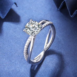 Anillo Solitario de Lujo con Corte Brillante Redondo, Anillo de Diamante Moissanite VVS, Anillo de Compromiso Vintage, Joyería Fina con Certificado IGI - Product Image 1