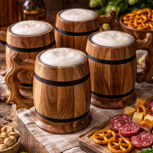 Taza de Cerveza de Madera de Calidad Superior, Ecológica, de Lujo, Brillante y Pulida, con Asa, Tamaño Personalizado, para Café, Jugo, Leche, Vajilla de Cocina - Product Image 1