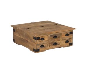 Wooden Industrial <b>6</b> <b>Drawer</b> Storage Coffee Table Center Table Storage - Product Image 3