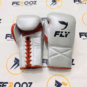Guantes de Boxeo Fly de Cuero con Cordones, Plateados y Rosas, Transpirables, Unisex, para Entrenamiento de Boxeo, Gimnasio, Sparring, Equipamiento OEM - Product Image 3