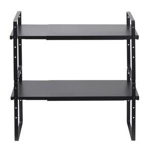 Scaffale da Cucina Espandibile a 2 Livelli Resistente, Organizzatore da Piano di Lavoro Regolabile con Spazio di Archiviazione Personalizzabile per Alimenti - Product Image 1