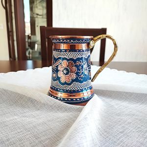 Tasse en cuivre artisanale, tasse à Moscow Mule en cuivre pur, tasse à bière de 17 oz, vaisselle peinte à la main, cadeau d'anniversaire, idées de cadeaux en cuivre, cadeaux pour la maison - Product Image 1